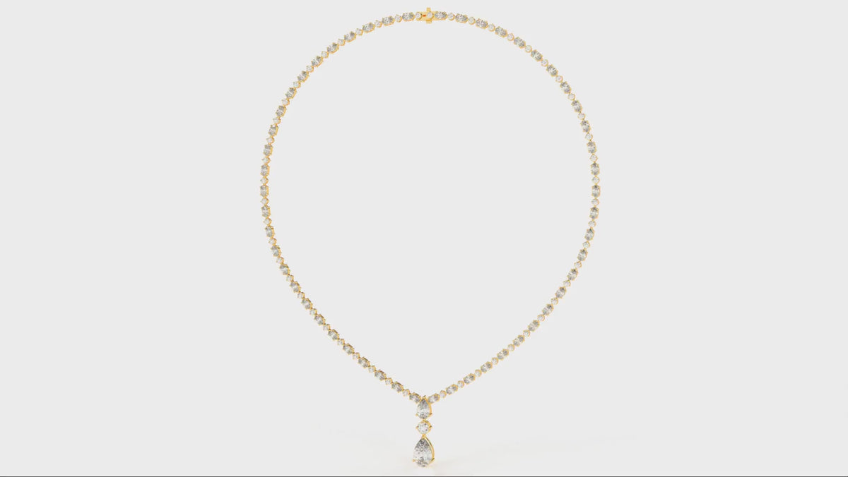 18.33 CTW Pear Shape Diamond Drop Necklace Yellow Video