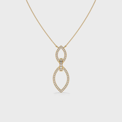 0.24 CT Diamond Double Marquise Drop Pendant Necklace - Yellow Gold -  Video