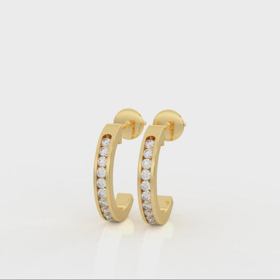 0.70 CTW Diamond Huggie Hoop Earrings - Video