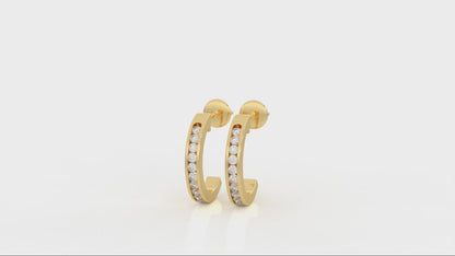0.70 CTW Diamond Huggie Hoop Earrings - Video