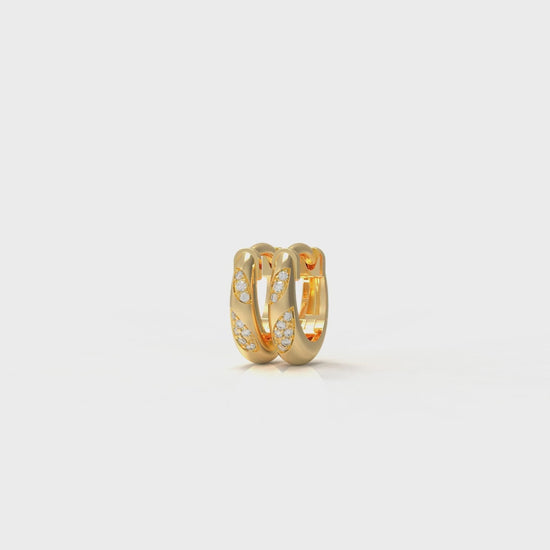 Gold hoop earrings with diamonds GLAM NYC