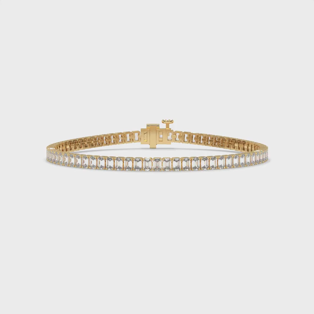 Gold bracelet with emerald-cut diamonds GLAM NYC