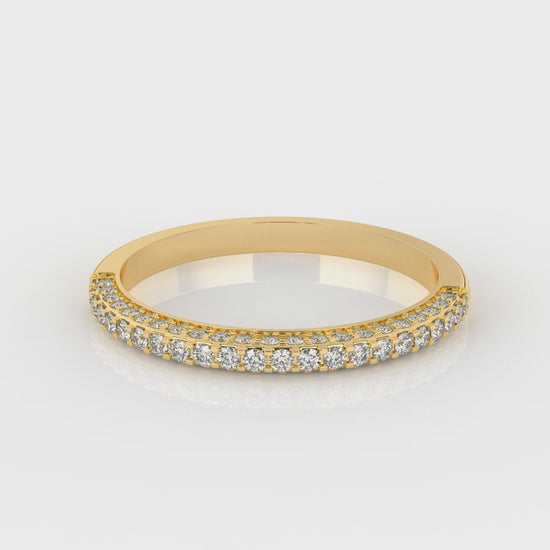 Gold ring with embedded diamonds GLAM NYC