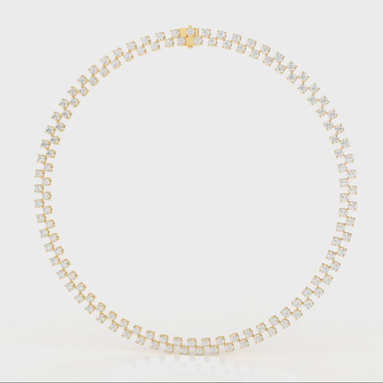 26.26 CTW Round Diamond Tennis Necklace - Yellow Gold - Video