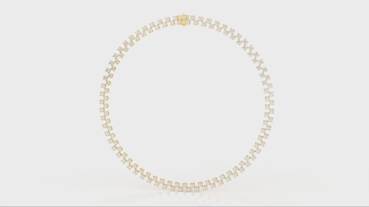 26.26 CTW Round Diamond Tennis Necklace - Yellow Gold - Video