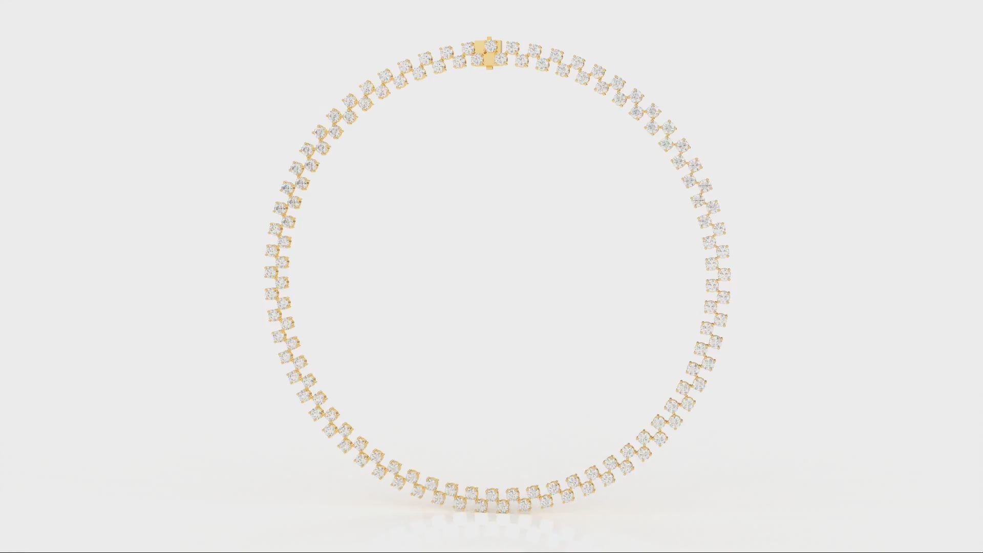 26.26 CTW Round Diamond Tennis Necklace - Yellow Gold - Video