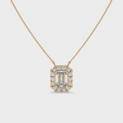 0.97 CTW Emerald Halo Diamond Pendant Necklace Video