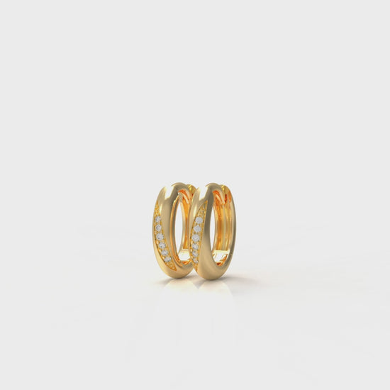 Gold earrings with small diamonds GLAM NYC