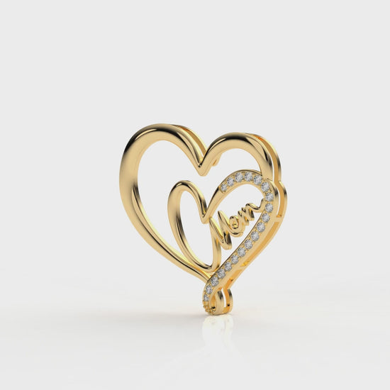 Double Heart “Mom” Pendant – Diamond Accent | Sterling Silver