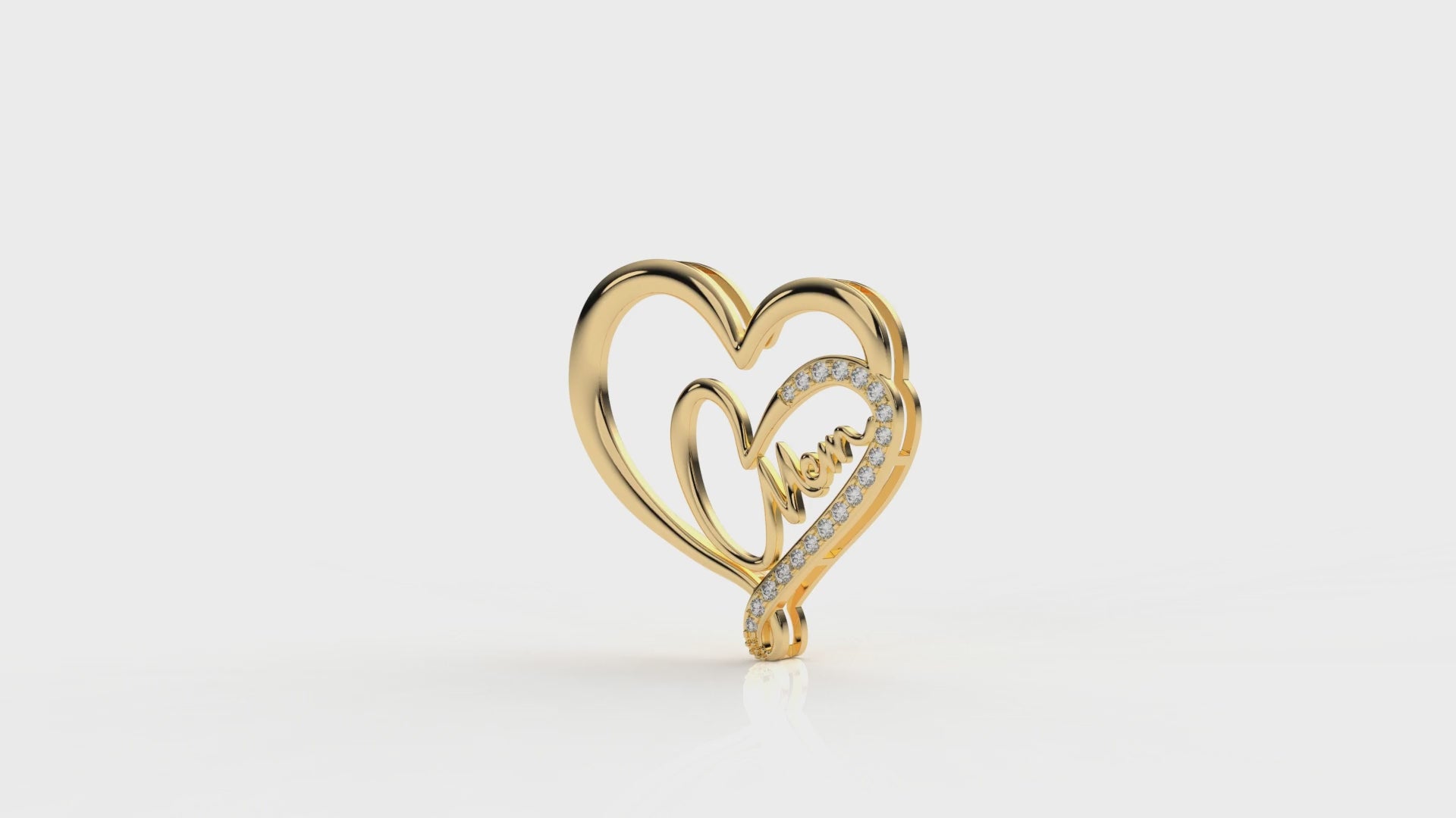 Double Heart “Mom” Pendant – Diamond Accent | Sterling Silver
