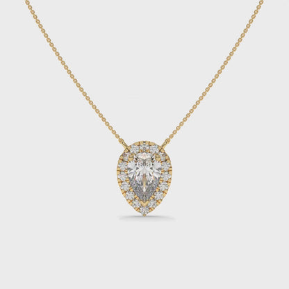 2.13 CT Pear Shaped Diamond Halo Pendant Necklace-8