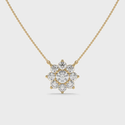 0.93 CT Diamond Starburst Pendant Necklace Video