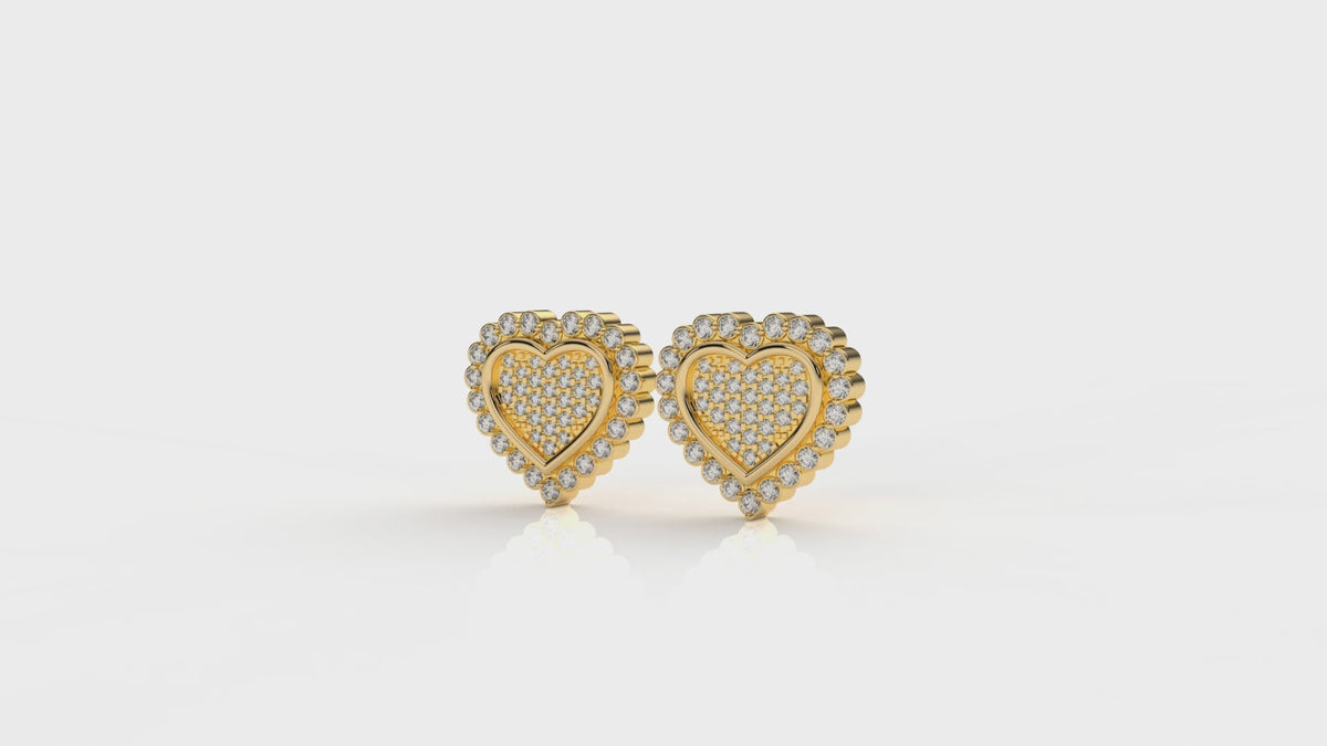 Heart shaped gold earrings with diamonds GLAM NYC 