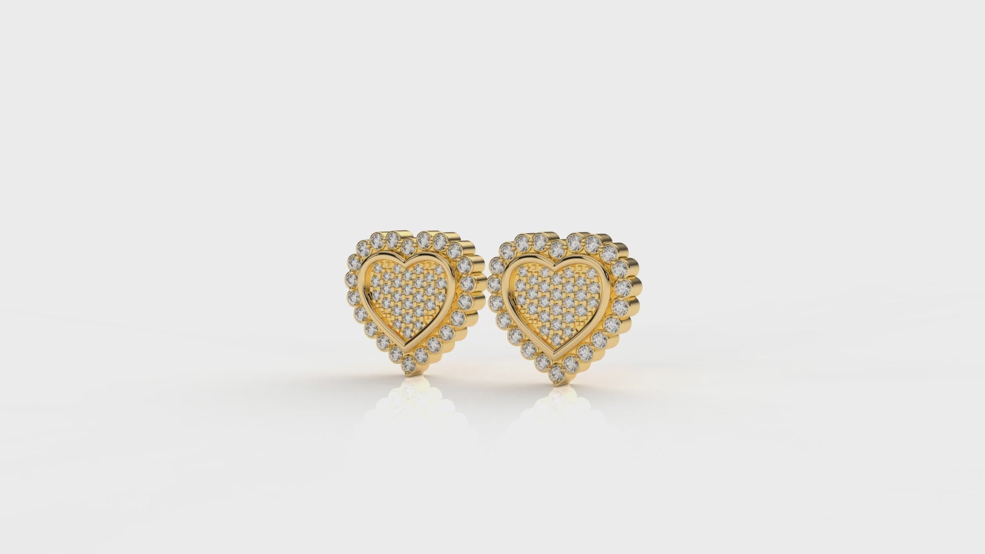 Heart shaped gold earrings with diamonds GLAM NYC 