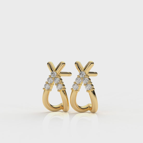Gold earrings with small diamonds GLAM NYC