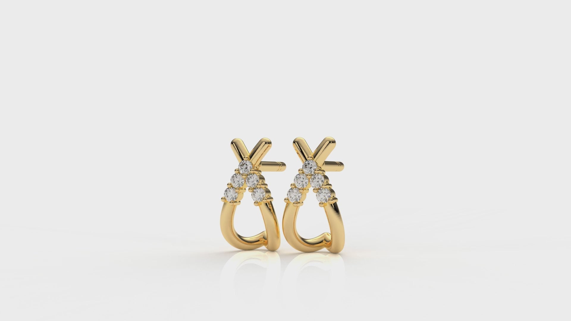 Gold earrings with small diamonds GLAM NYC
