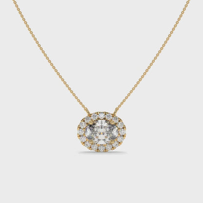 1.10 CT Diamond Halo Circle Pendant Necklace-6