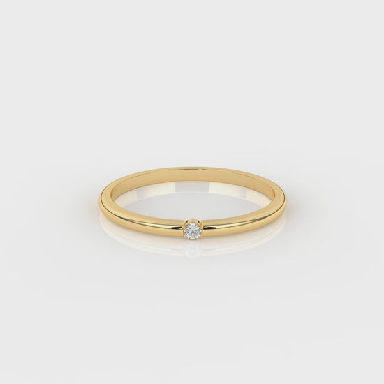 Gold ring with a diamond GLAM NYC