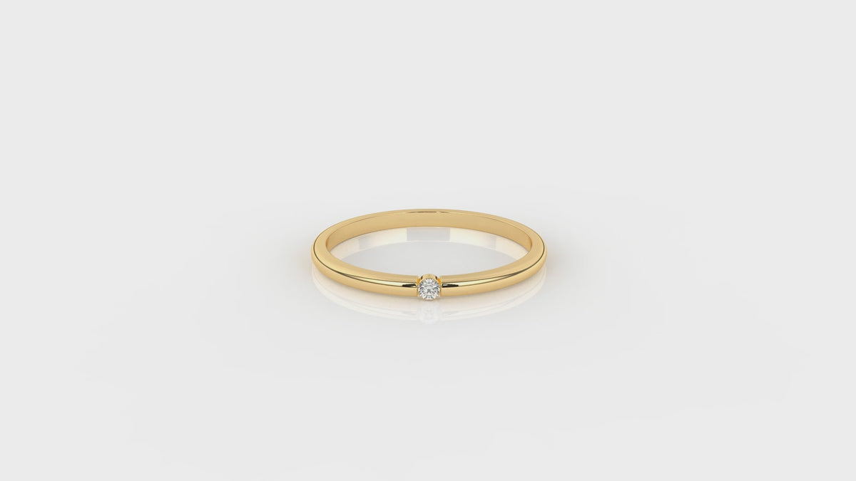 Gold ring with a diamond GLAM NYC