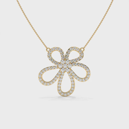 Floral Diamond Pendant Necklace – 0.94 CTW White Gold Video
