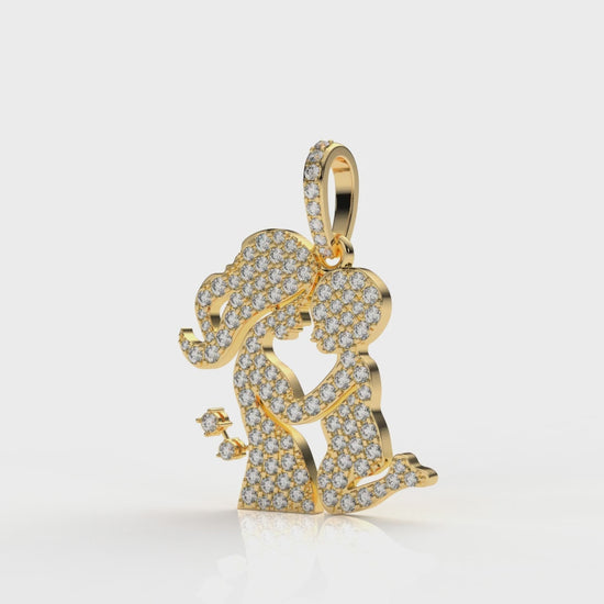 Eternal Love Silhouette Pendant – Diamond mom and daughter Charm