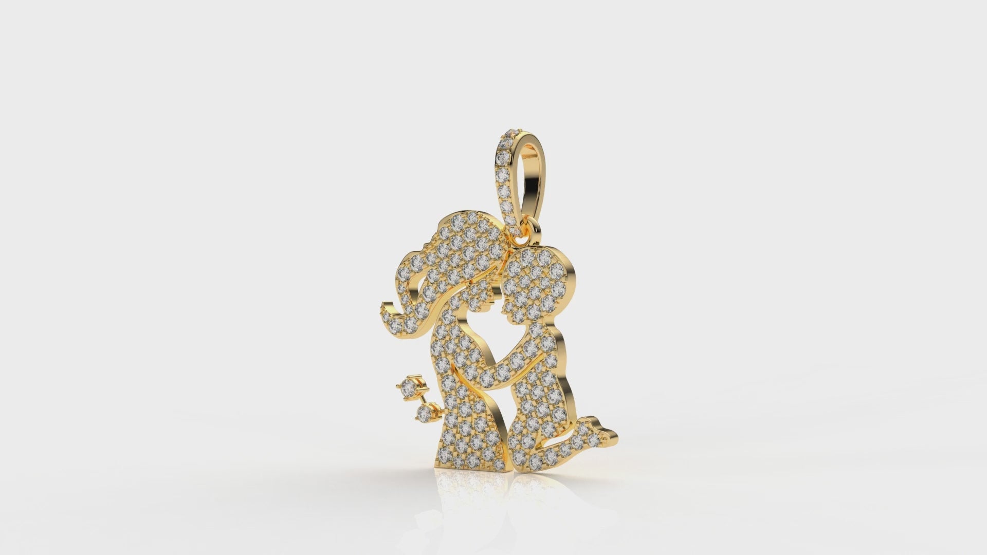 Eternal Love Silhouette Pendant – Diamond mom and daughter Charm