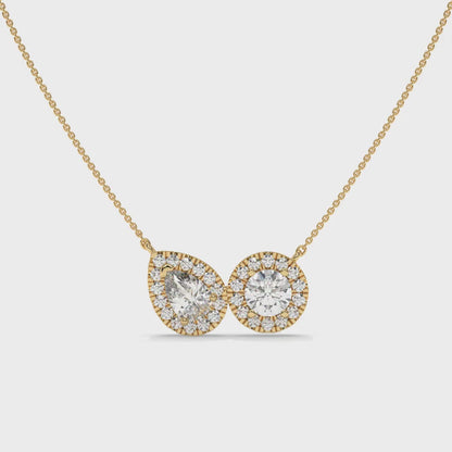 Pear & Halo Diamond Pendant Necklace – 0.93 CTW-6
