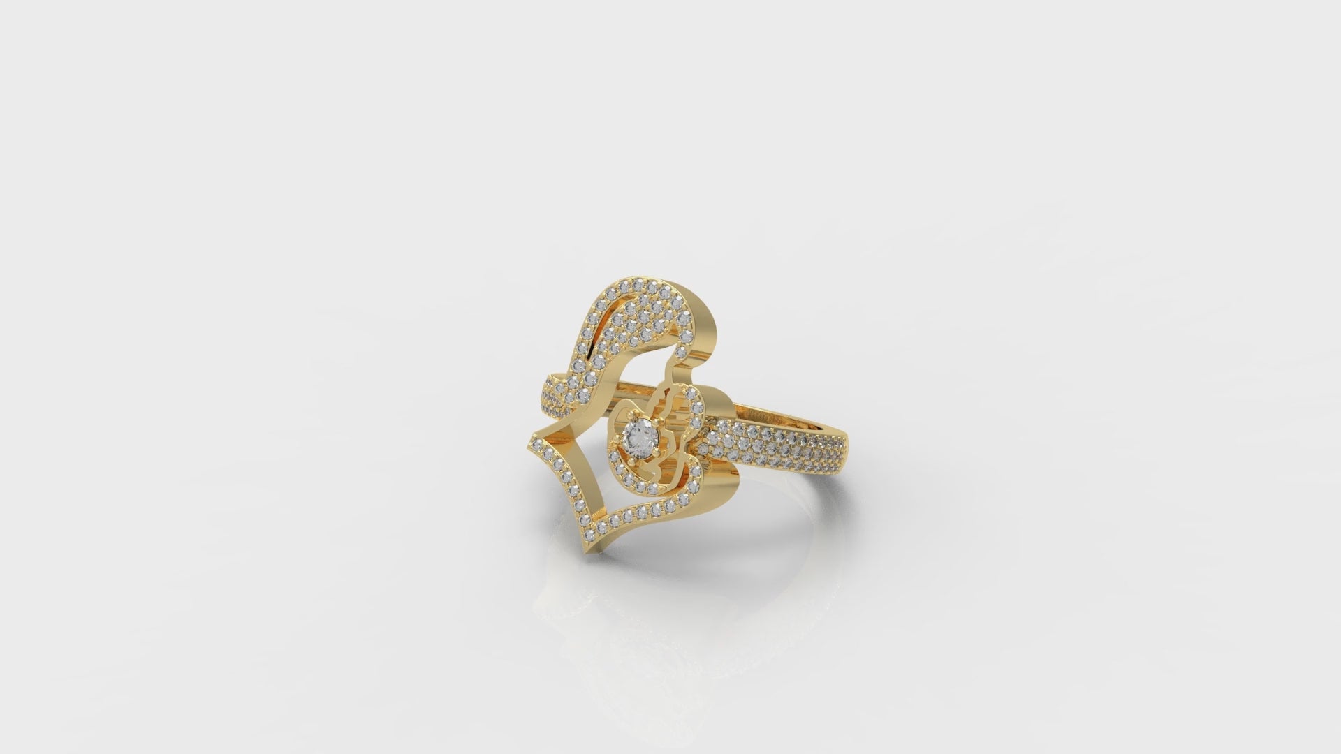Interlocking Heart Lab Diamond Ring – 0.54 CTW Sterling Silver Ring