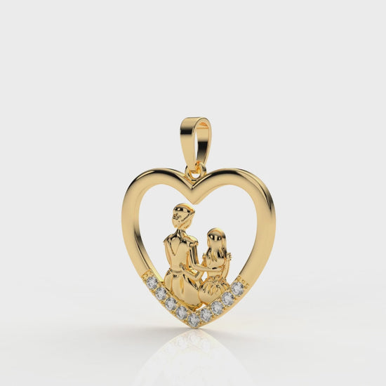 Diamond Mother & Child Heart Pendant – 0.26 CT | Sterling Silver