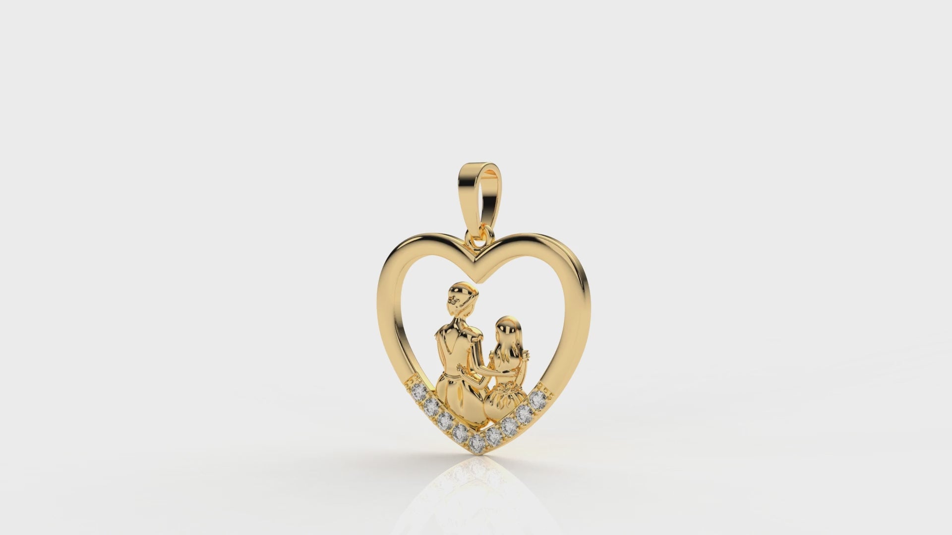 Diamond Mother & Child Heart Pendant – 0.26 CT | Sterling Silver
