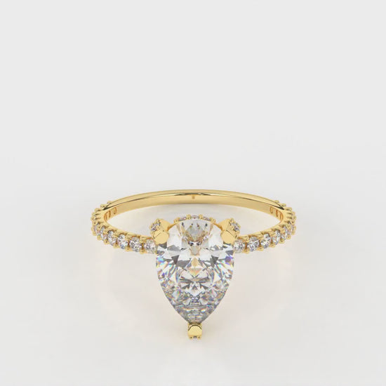 1.90 CTW Pear Cut Diamond Halo Engagement Ring Video