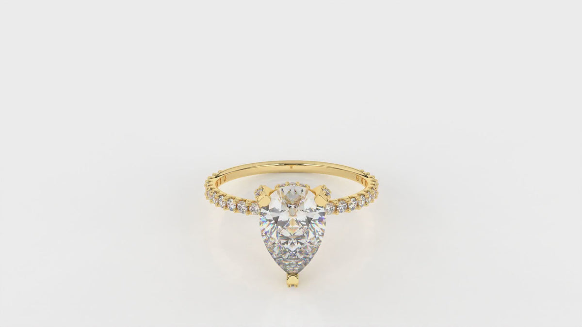 1.90 CTW Pear Cut Diamond Halo Engagement Ring Video