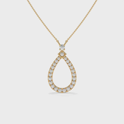 0.49 CT Diamond Teardrop Pendant Necklace - Yellow Gold - Product Video