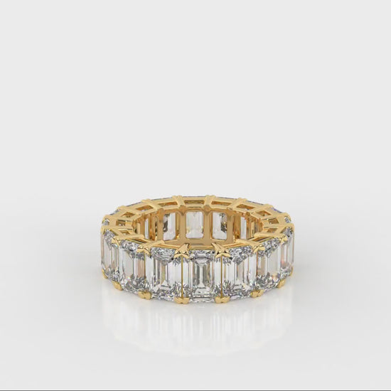12 CTW Emerald Cut Diamond Eternity Wedding Band - Video