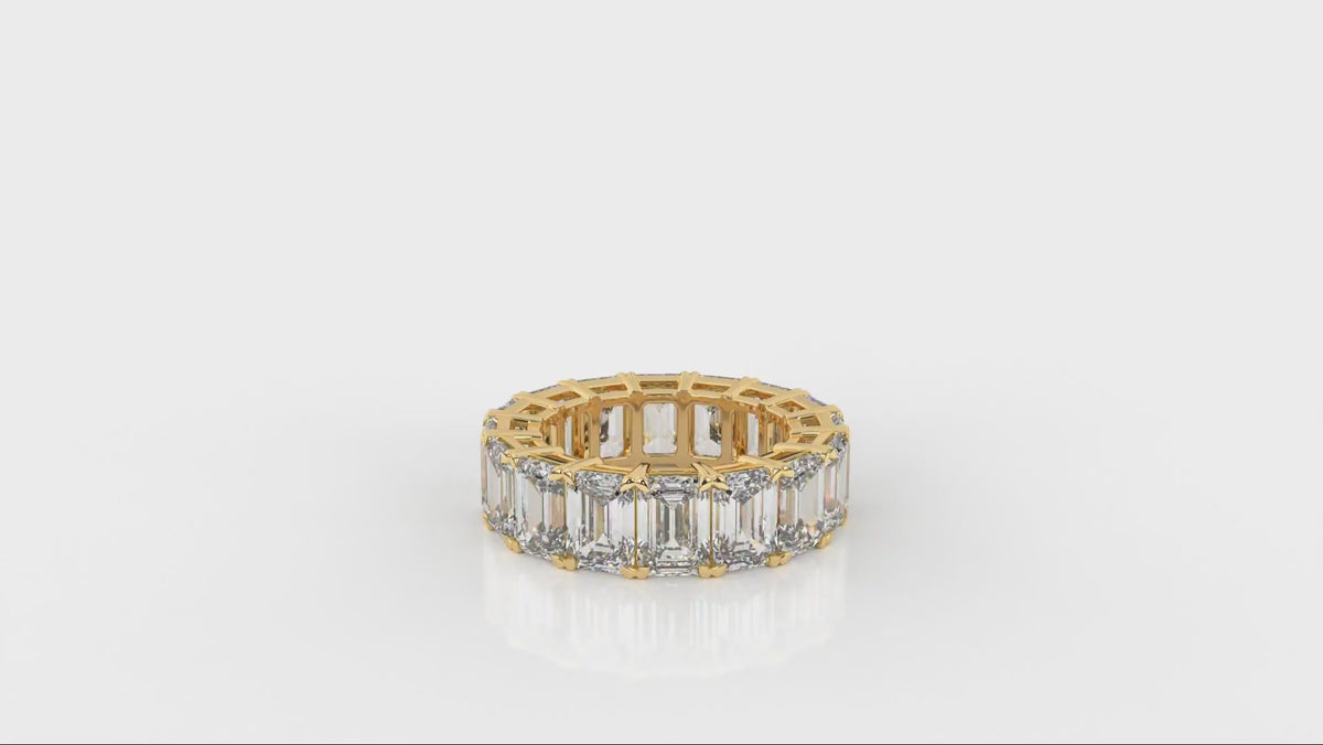12 CTW Emerald Cut Diamond Eternity Wedding Band - Video